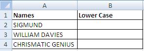 MS Excel change text case to lower-1