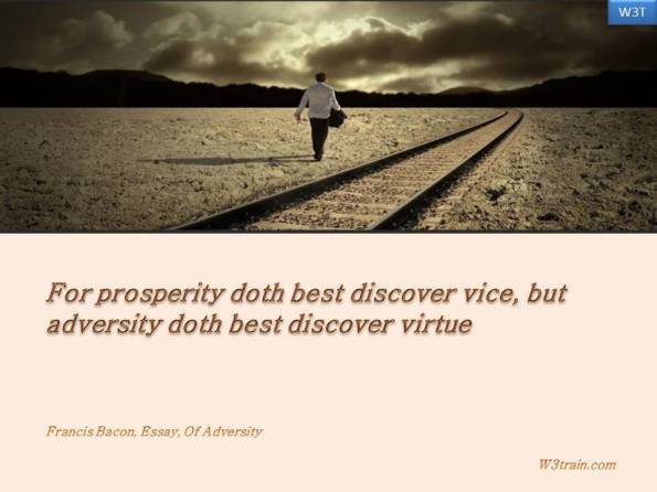 For prosperity doth best discover vice, but adversity doth best discover virtue.