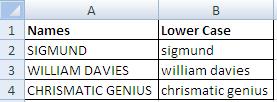 Convert text to lower case MS excel