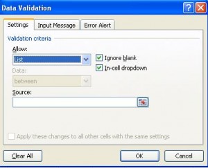 Excel data validation list