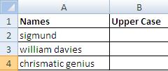 MS Excel Text Upper Case function-1