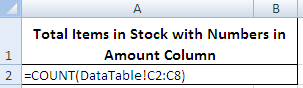 MS Excel count only numbers