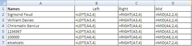 MS Excel left right mid function to extract text-3