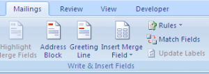 Mail Merge inserting field in word document