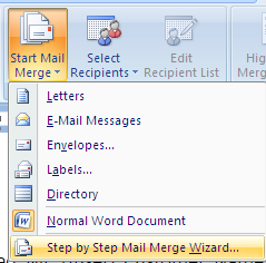 Step by step mail merge wizard